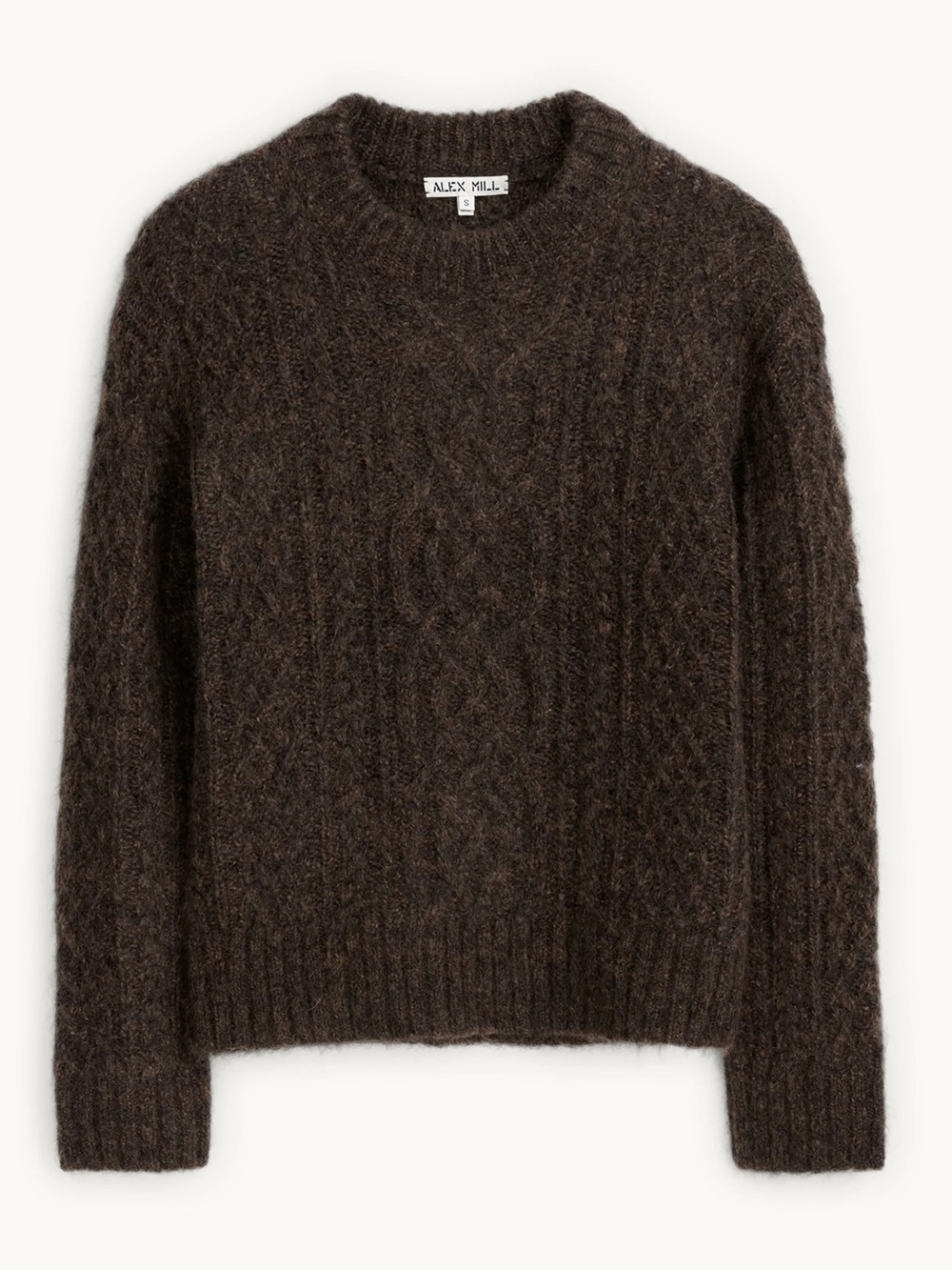 Alex Mill Willow Fisherman Knit Sweater in Dark Timber (S)